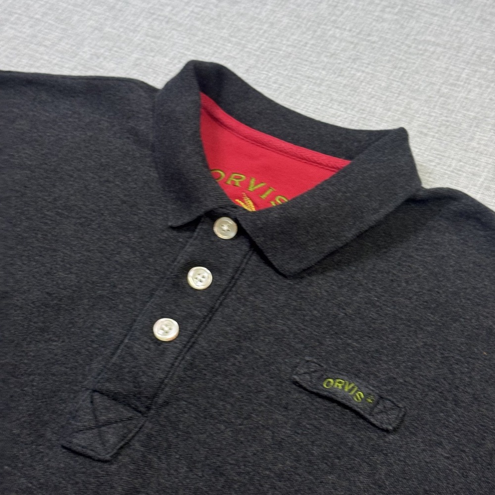 Orvis Polo Shirt Mens Large Gray Fishing Short Sleeve Heavyweight Cotton